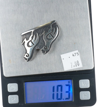 Bernard Dawahoya Hopi Overlay Gambel's quails pin/brooch sterling silver