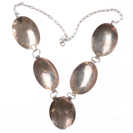 Vintage Navajo sterling silver/onyx conchos bib link necklace