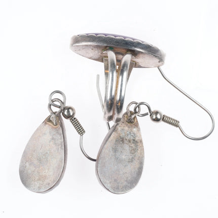 sz5 Vintage Southwestern sterling silver Sugilite purple earrings/ring set