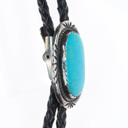 H Wood Vintage Navajo sterling silver/turquoise bolo tie c1980's