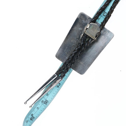 Large Fred & Lolita Natachu Zuni sterling silver inlay rainbow man bolo tie