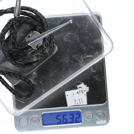 Large Fred & Lolita Natachu Zuni sterling silver inlay rainbow man bolo tie