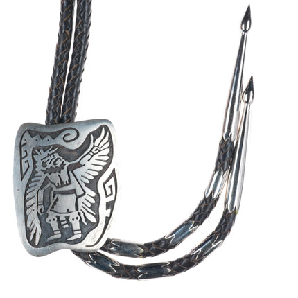 Large Vintage Hopi or Navajo  sterling silver eagle dancer kachina bolo tie