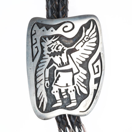 Large Vintage Hopi or Navajo  sterling silver eagle dancer kachina bolo tie