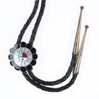 Frederick-Denise Suitza Zuni sterling silver sunface shell/stone inlay bolo tie