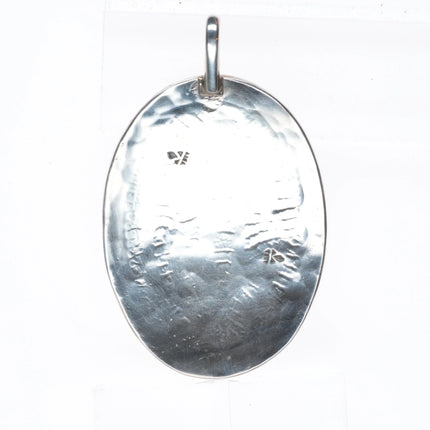 Large Bernard Dawahoya Hopi overlay lizard pendant sterling silver