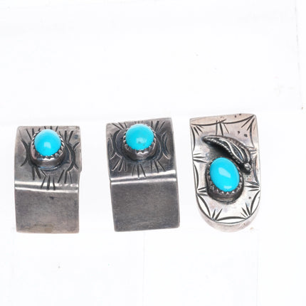 Vintage Navajo sterling silver 3/4" ranger belt buckle set w/turquoise