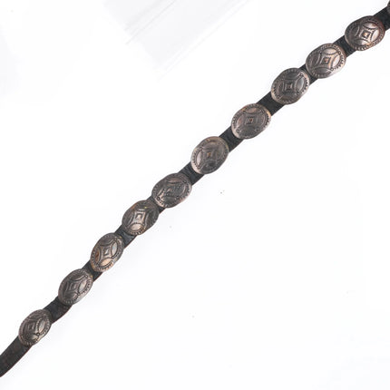 40" Vintage Navajo Slim hand stamped sterling silver coin concho belt/hatband