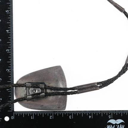 Large Vintage Navajo sterling silver petrified wood picture agate bolo tie - Estate Fresh Austin