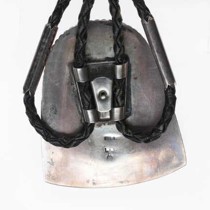 Large Vintage Navajo sterling silver petrified wood picture agate bolo tie - Estate Fresh Austin