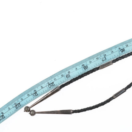 Large Vintage Navajo sterling silver petrified wood picture agate bolo tie - Estate Fresh Austin