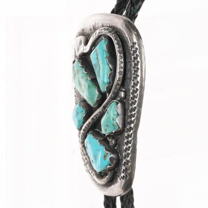 c1960 c-31 Juan Calavaza Zuni sterling silver/turquoise Rattlesnake bolo tie - Estate Fresh Austin