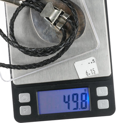 1970's Modernist Taos Pueblo sterling silver bolo tie with nice turquoise - Estate Fresh Austin