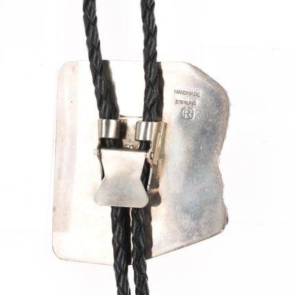 c1980 GR Arizona Shaped Sterling silver petrified wood agate southwest bolo tie - Estate Fresh Austin