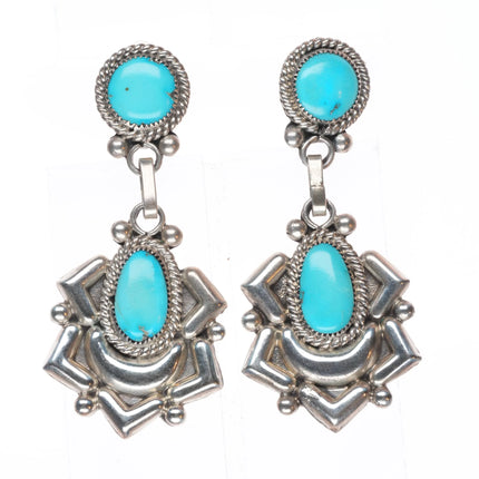 Julie Ondelacey Lahi Zuni sterling silver earrings w/nice natural turquoise