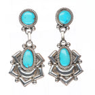 Julie Ondelacey Lahi Zuni sterling silver earrings w/nice natural turquoise