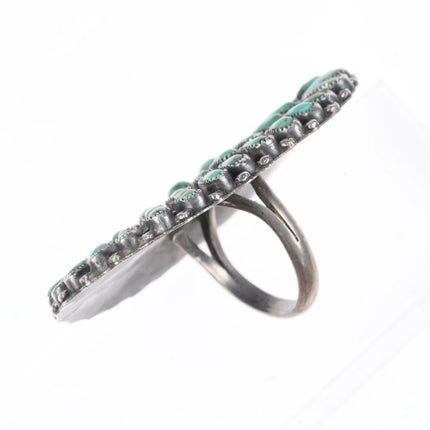 sz8 Large Vintage Zuni sterling silver petit point cluster turquoise ring - Estate Fresh Austin