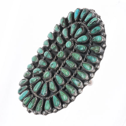 sz8 Large Vintage Zuni sterling silver petit point cluster turquoise ring - Estate Fresh Austin