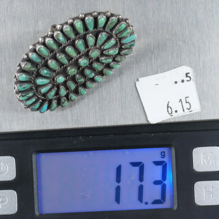 sz8 Large Vintage Zuni sterling silver petit point cluster turquoise ring - Estate Fresh Austin