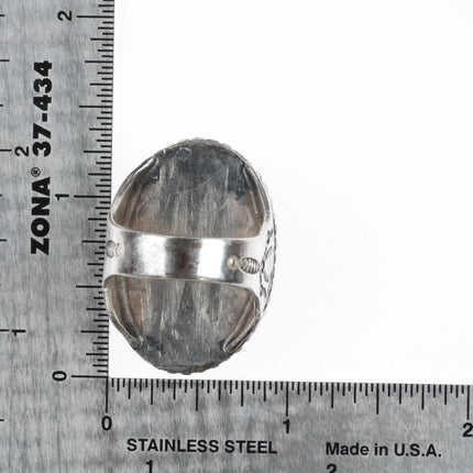 sz9.25 Large Vintage Native American sterling silver turquoise ring stamped side - Estate Fresh Austin
