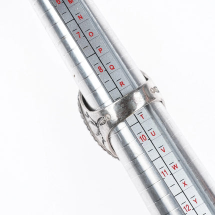 sz9.25 Large Vintage Native American sterling silver turquoise ring stamped side - Estate Fresh Austin