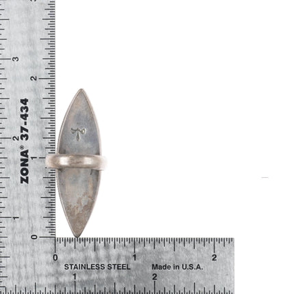 sz7.25 Frank Vacit Zuni sterling silver turquoise channel inlay long ring - Estate Fresh Austin