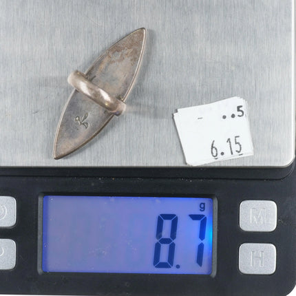 sz7.25 Frank Vacit Zuni sterling silver turquoise channel inlay long ring - Estate Fresh Austin