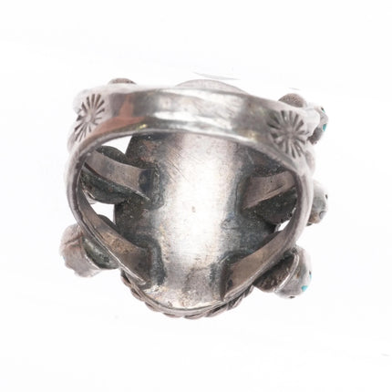 sz4.5 Vintage Navajo sterling silver snake eye turquoise ring nice center stone - Estate Fresh Austin