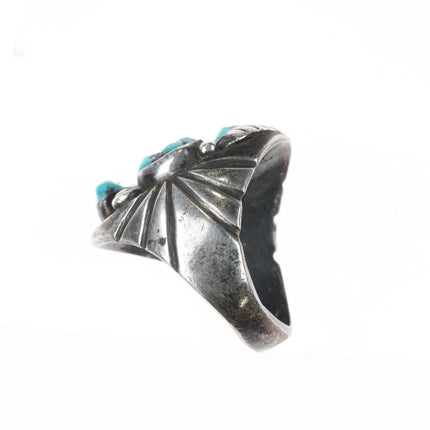 sz10.5 Mary Dayea Navajo large sterling silver turquoise cluster men's ring - Estate Fresh Austin