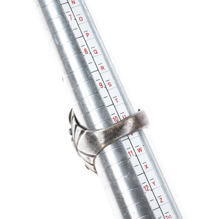 sz10.5 Mary Dayea Navajo large sterling silver turquoise cluster men's ring - Estate Fresh Austin