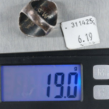 sz10.5 Mary Dayea Navajo large sterling silver turquoise cluster men's ring - Estate Fresh Austin