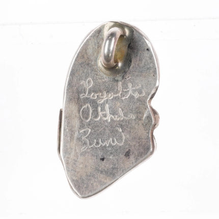 Loyalita Tsatte Zuni sterling silver carved turquoise/coral small pendant - Estate Fresh Austin