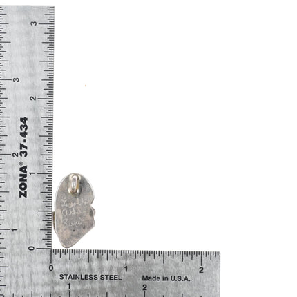 Loyalita Tsatte Zuni sterling silver carved turquoise/coral small pendant - Estate Fresh Austin