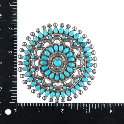 c1940's Weebothee/Ondelacy Large Zuni sterling silver turquoise cluster pin - Estate Fresh Austin
