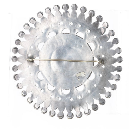 c1940's Weebothee/Ondelacy Large Zuni sterling silver turquoise cluster pin - Estate Fresh Austin