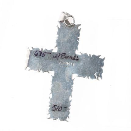 Large Melvin Francis Navajo Sterling silver, opal, sugilite, onyx cross pendant - Estate Fresh Austin