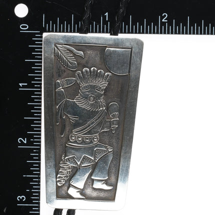 Robert Becenti Jr Vintage Navajo sterling silver Kachina overlay bolo tie - Estate Fresh Austin