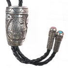 Lee Epperson Cherokee Sterling silver, turquoise/coral overlay bolo tie - Estate Fresh Austin