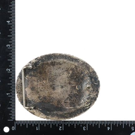 Ted Etsitty Navajo 1980's Vintage sterling silver turquoise nugget belt buckle - Estate Fresh Austin