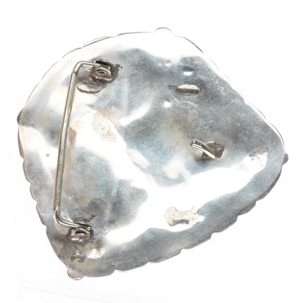 Large vintage Navajo sterling silver turquoise slab belt buckle - Estate Fresh Austin