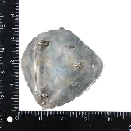 Large vintage Navajo sterling silver turquoise slab belt buckle - Estate Fresh Austin