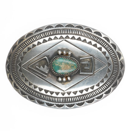 Herbert Cayatineto Navajo Large Sterling silver Royston turquoise belt buckle - Estate Fresh Austin