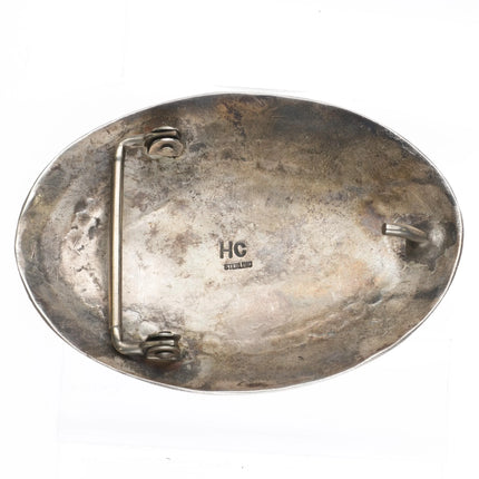 Herbert Cayatineto Navajo Large Sterling silver Royston turquoise belt buckle - Estate Fresh Austin