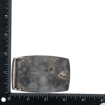 Richard Begay Navajo sterling silver, Mediterranean coral bears belt buckle - Estate Fresh Austin