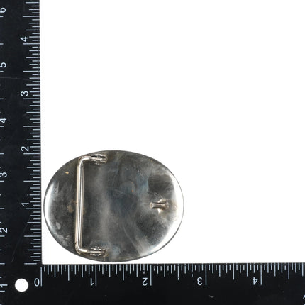 Vintage nickel/sterling silver/turquoise 1970's belt buckle - Estate Fresh Austin