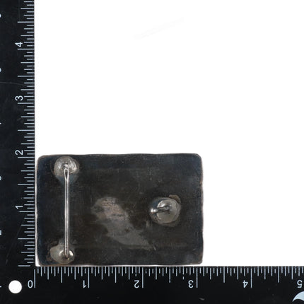 c1950 Navajo hand stamped sterling silver spiderweb pyrite turquoise belt buckle - Estate Fresh Austin