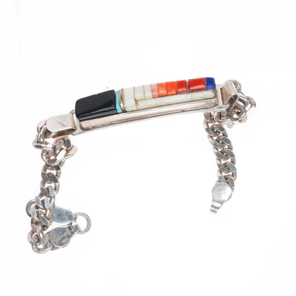 6.75" Ken Romero Taos/Laguna puebl sterling silver/14k cobblestone link bracelet
