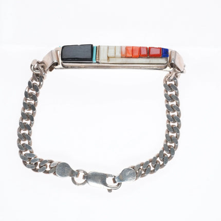 6.75" Ken Romero Taos/Laguna puebl sterling silver/14k cobblestone link bracelet