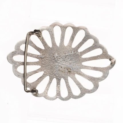 Large Vintage cast Navajo sterling silver turquoise belt buckle - Estate Fresh Austin