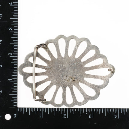 Large Vintage cast Navajo sterling silver turquoise belt buckle - Estate Fresh Austin